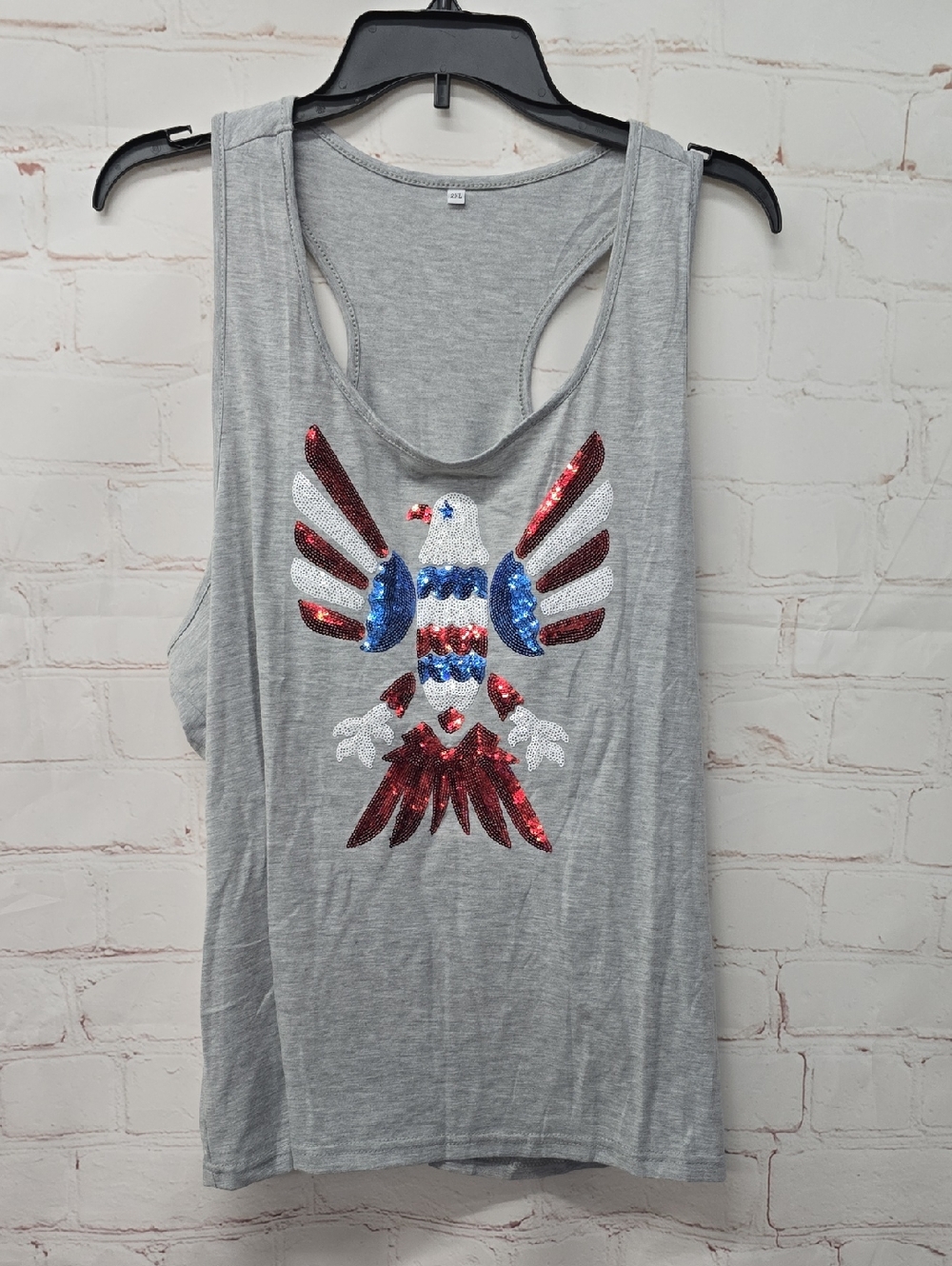 Women's Freedom Flies Sequin Tank Top Size 2XL